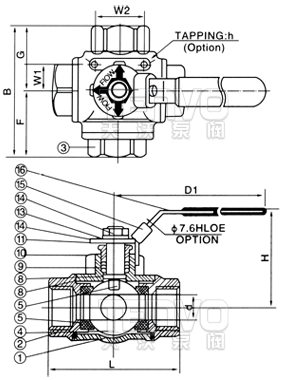 q15f內螺紋三通球閥結構圖